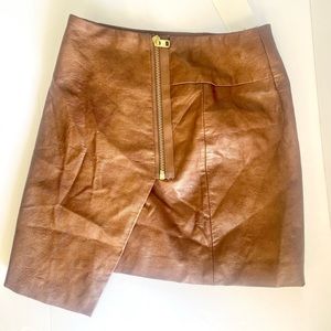 H&M faux brown leather asymmetrical skirt